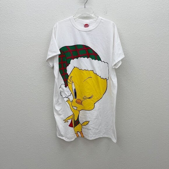 VTG 1993 Looney Tunes Tweety Bird Short Sleeve Nightgown Sleep Shirt Onesize - Picture 1 of 8